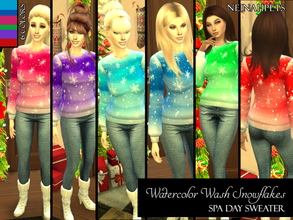 Sims 4 — Watercolor Wash Snowflake Sweater Top- Spa Day needed by neinahpets — Colorful watercolor wash accented by big