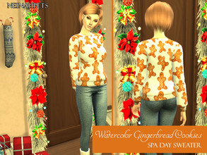 Sims 4 — Watercolor Gingerbread Sweater - Spa Day needed by neinahpets — This cute Christmas sweater is covered in