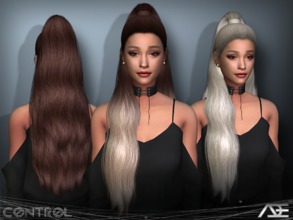 Sims 4 — Ade - Control (Hair Set) by Ade_Darma — This Set Included the HQ (2048x4096 texture size) and NON HQ (1024x2048