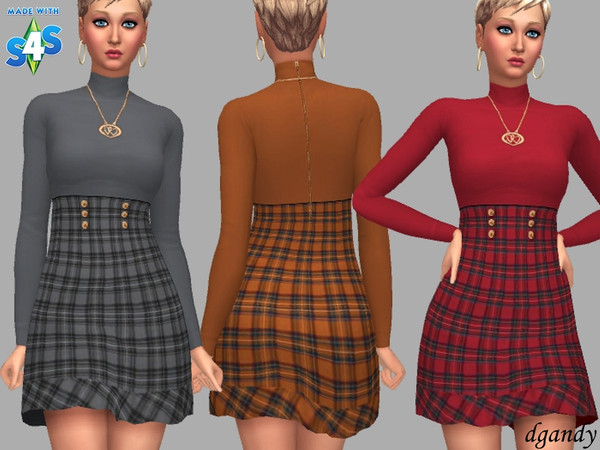 Sims 4 — Dress - Rena by Dgandy — Base game item Outfits: Everyday Party Career Retail 3 colors