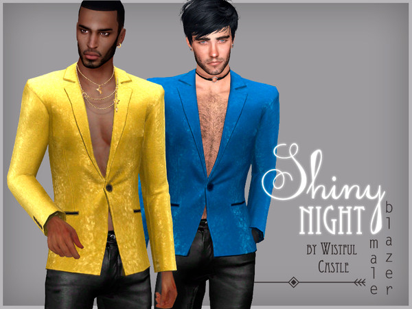 Sims 4 — Shiny Night - male blazer by WistfulCastle — Shiny Night - base game compatible male blazer in maxis match