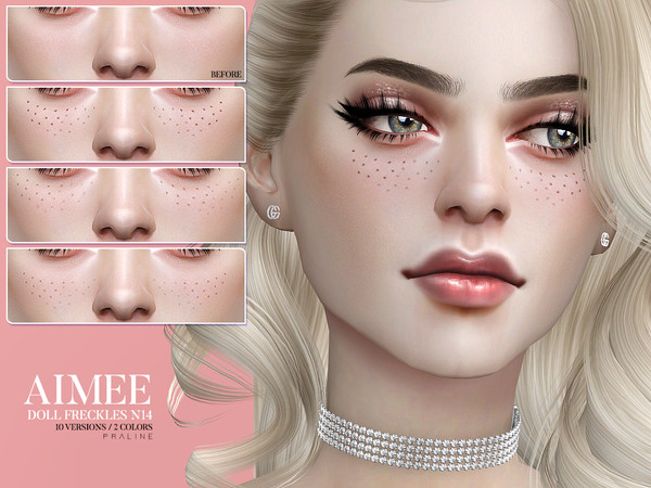 Sims 4 — Aimee Doll Freckles N14 by Pralinesims — Cute drawn on freckles in 10 different placement versions, all of them