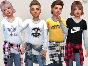 Sims 4 — Everyday and Sporty Outfits For Children by Pinkzombiecupcakes — -4 styles -CAS thumbnails -Cats and Dogs