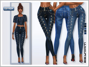 Sims 4 — Jeans with cross cords_ts4 by EsyraM — -Jeans for S4 -7 swatches