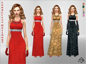 Sims 4 — Long Dress Holidays by Devirose — Live the magic of the holidays with a this elegant dress, long dress with