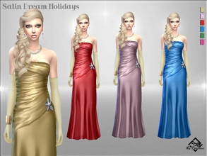 Sims 4 — Satin Dream Holidays by Devirose — Graceful satin dresses, with drapery on the side and long flowing skirt Decor