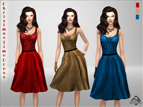 Sims 4 — Christmas Time Dress by Devirose — Pretty silk dresses and tiny sequins on the bodice. Ideal for Christmas day.