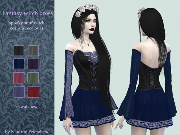 Sims 4 — Fantasy Witch Dress - Spooky SP needed by Sandrini_Feierabend — Created for: The Sims 4 Spooky Stuff Witch dress