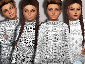 Sims 4 — Children X-Mas Sweater (Holiday Celebration Needed) by MSQSIMS — - 4 Designs - Girls and Boys - Requires Holiday