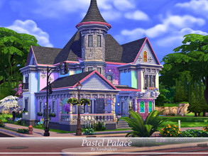 Sims 4 — Pastel Palace by Xandralynn — A playfully colored, two-story, Victorian-style family home for your sims. This