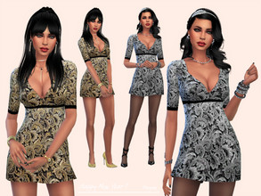 Sims 4 — HappyNewYear! by Paogae — Short dress, really shiny, gold and silver pattern, perfect to shine the New Year's