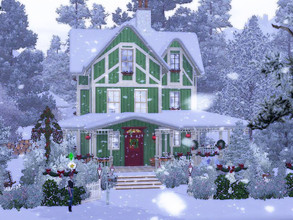 Sims 3 — The Green Chalet empty no CC by sgK452 — Family chalet on 3 levels. The top floor is attic and can hold 2
