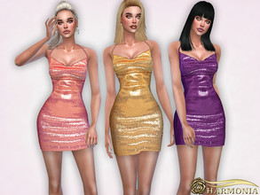 Sims 4 — Cowl Neck Sequin Bodycon Dress by Harmonia — 10 color Please do not use my textures. Please do not re-upload.