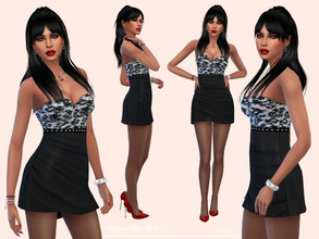 Sims 4 — HappyNewYear! 2 by Paogae — Short dress, draped black bottom, black and white lace bodice, strapless, perfect