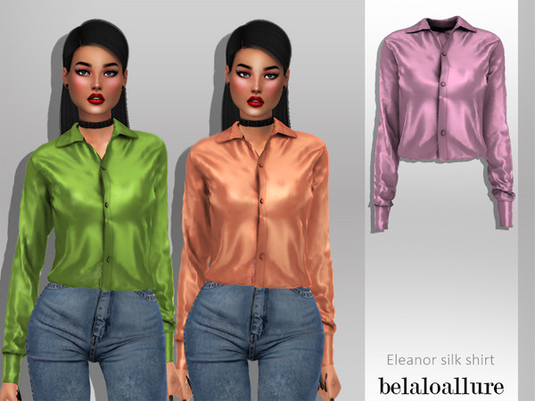 Sims 4 — Belaloallure_Eleanor shirt by belal19972 — simple full sleeve satin silk shirt for your ladies, enjoy