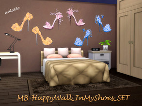 Sims 4 — MB-HappyWall_InMyShoes_SET by matomibotaki — MB-HappyWall_InMyShoes_SET 3 Wall-Tatoos with stylish high heels,