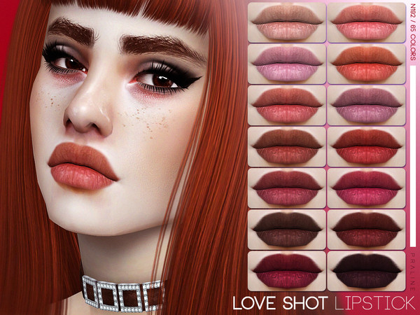Sims 4 — Love Shot Lipstick N192 by Pralinesims — Lips with round cupid's bow in 65 colors.