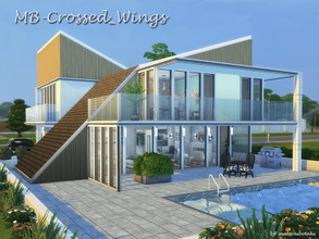 Sims 4 — MB-Crossed_Wings by matomibotaki — Modern and stylish family home with unique design. Stlyish half closed