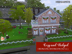 Sims 4 — Cozy and Hedged (No CC) by neinahpets — Nestled in a hedged lot decorated for get-togethers with the
