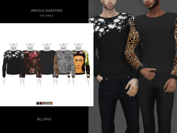 Sims 4 — Various Sweaters by Bill_Sims — New Mesh All LODs and Morphs Custom Shadow Map HQ mod compatible Male,
