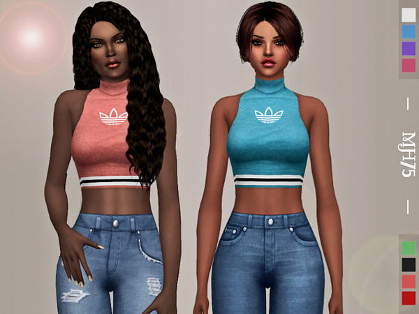 Sims 4 — S4 Fitness Goals 2 by Margeh-75 — -Some cute halter sports tops -cas thumbnail -8 colours Please do not