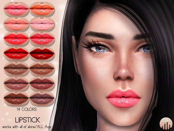 Sims 4 — Lipstick BM10 by busra-tr — 14 colors Works with all of skins All Age For Female-Male Custom thumbnail