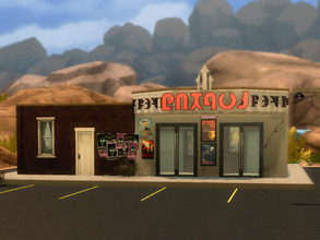 Sims 4 — The old cinema / NO CC by residentsim — An old cinema with a small apartment aside. 