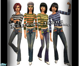 Sims 2 — Nolita\'s Jeans set by katelys — This set includes four shades of one jeans for teen females. It\'s made to
