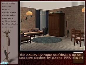 Sims 2 — Oakley by Padre — A new dining/living experience in warm, rich tones with a comfortable ye olde feel. Please