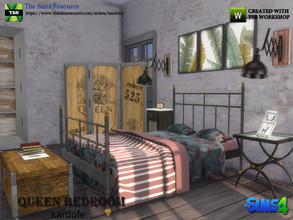 Sims 4 — kardofe_Queen Bedroom  by kardofe — Industrial style bedroom with vintage elements, in which wood and metal