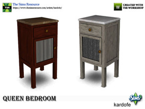 Sims 3 — kardofe_Queen Bedroom _EndTable by kardofe — Vintage style night table with glass door, curtain and marble top