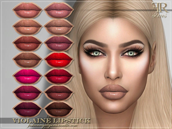 Sims 4 — Violaine Lipstick by FashionRoyaltySims — Standalone Custom thumbnail 14 color options HQ texture Compatible