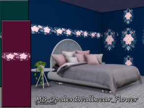 Sims 4 — MB-OpulentWallwear_Flower by matomibotaki — MB-OpulentWallwear_Flower, elegant solid colored wallpaper with
