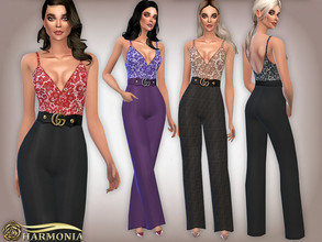 Sims 4 — Lace Wide Leg Jumpsuit by Harmonia — Mesh By Harmonia 8 color Please do not use my textures. Please do not