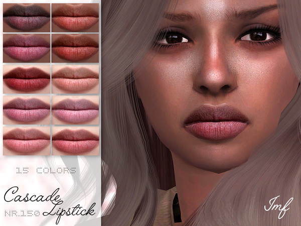 Sims 4 — IMF Cascade Lipstick N.150 by IzzieMcFire — Cascade Lipstick N.150 contains 15 colors in hq texture. Standalone