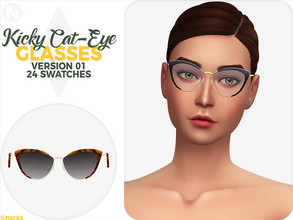Sims 4 — Kicky Cat-Eye Glasses V1 by Nords — This is Version 1 of Kicky Cat-Eye Glasses. It is bigger and more rounded