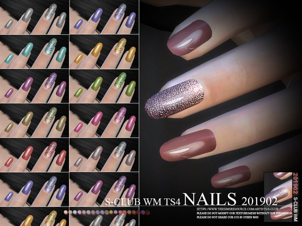 Sims 4 — S-Club ts4 WM Nails 201902 by S-Club — Nails, 16 swatches, hope you like, thank you.
