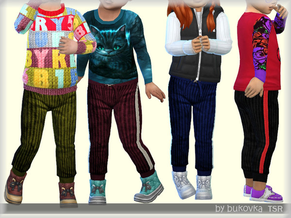 Sims 4 — Pants Velvet by bukovka — Corduroy pants for the smallest of both sexes. Installed offline. Suitable for base