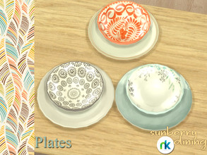 Sims 4 — Nikadema Sunberry Plates by nikadema — Some decorative plates to adress your tables. 3 recolors included on the