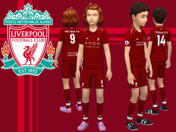 Sims 4 — Liverpool FC and Liverpool FC Women kits for kids by RJG811 — Liverpool FC and Liverpool FC Women kits for kids