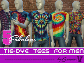 Sims 4 — SimmieV Tie Dye Tees by SimmieV — A set of 5 fabulous tie-dye tees for men.