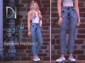 Sims 4 — High Waist 90s Jeans [HQ] by DarkNighTt — High Waist 90s Jeans Have 4 colors. Printed texture. Game Mesh. HQ mod