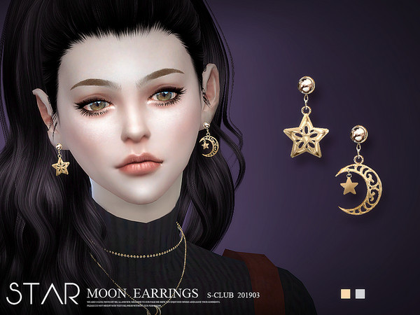 Sims 4 — S-Club ts4 LL EARRINGS 201903 by S-Club — Moon Earrings hope you like, thank you.