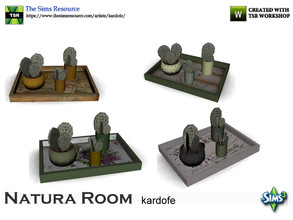 Sims 3 — kardofe_Natura Room_Tray by kardofe — Tray with three small pots with cactus, in four color options
