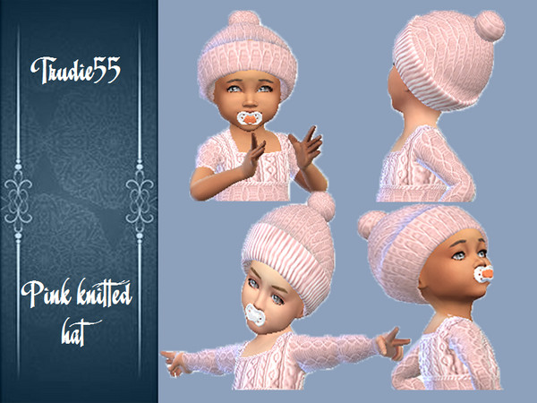 Sims 4 — Pink knitted hat by TrudieOpp — Pink knitted hat New Mesh