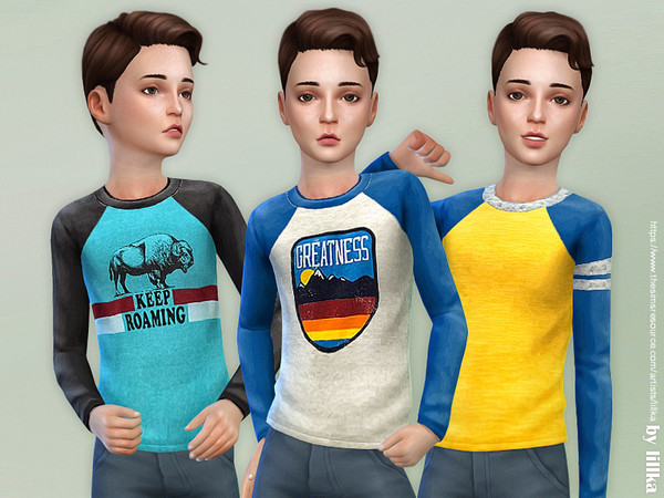 Sims 4 — Graphic Tee for Boys 02 by lillka — Graphic Tee for Boys New item / 4 styles