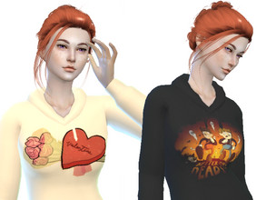 Sims 4 — [smile] Female Merch Hoodie by HeyitsSmile — Uses a basegame mesh 18 swatches Includes 'merch' for Alec