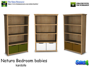 Sims 4 — kardofe_Natura Bedroom_Bookshelf by kardofe — Bookcase in natural wood, in three colour options 