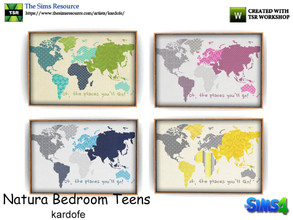 Sims 4 — kardofe_Natura Bedroom_Pictures  by kardofe — Picture with world map in four different options 