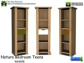 Sims 4 — kardofe_Natura Bedroom_Shelving by kardofe — Shelf with one drawer, natural wood, in three color options 